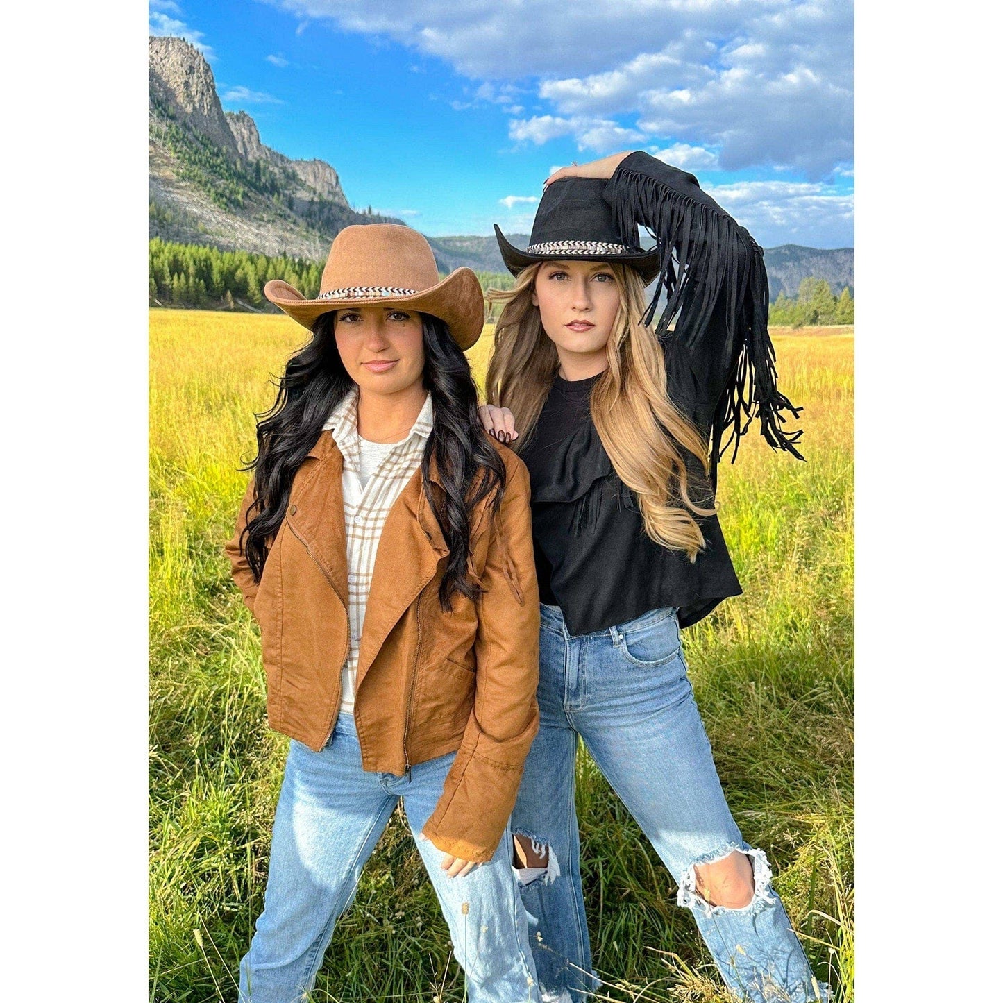 MiMi Wholesale - VCC0077 Anastasia Suede Cowboy Hat With Multi Thread Trim: Camel