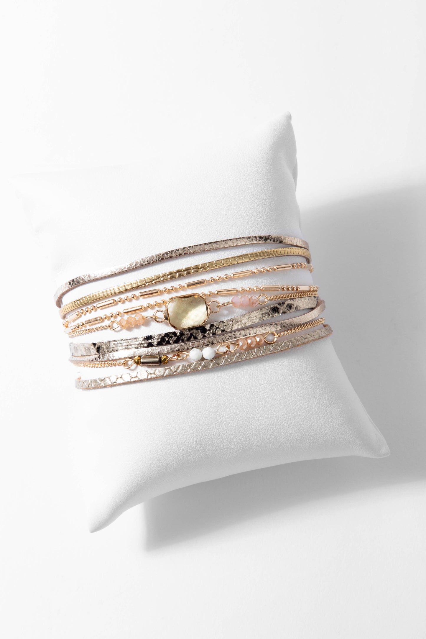 SAACHI - Serlina Multi-strand Leather Bracelet: White