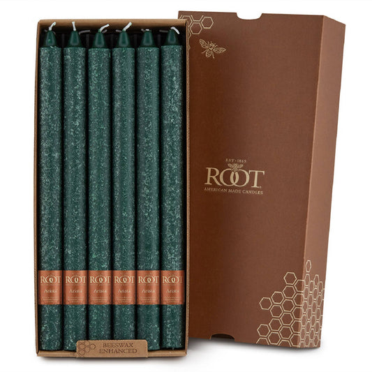 ROOT Candles - ROOT Timberline Arista Candles Box Of 12: Dark Green / 12 inch