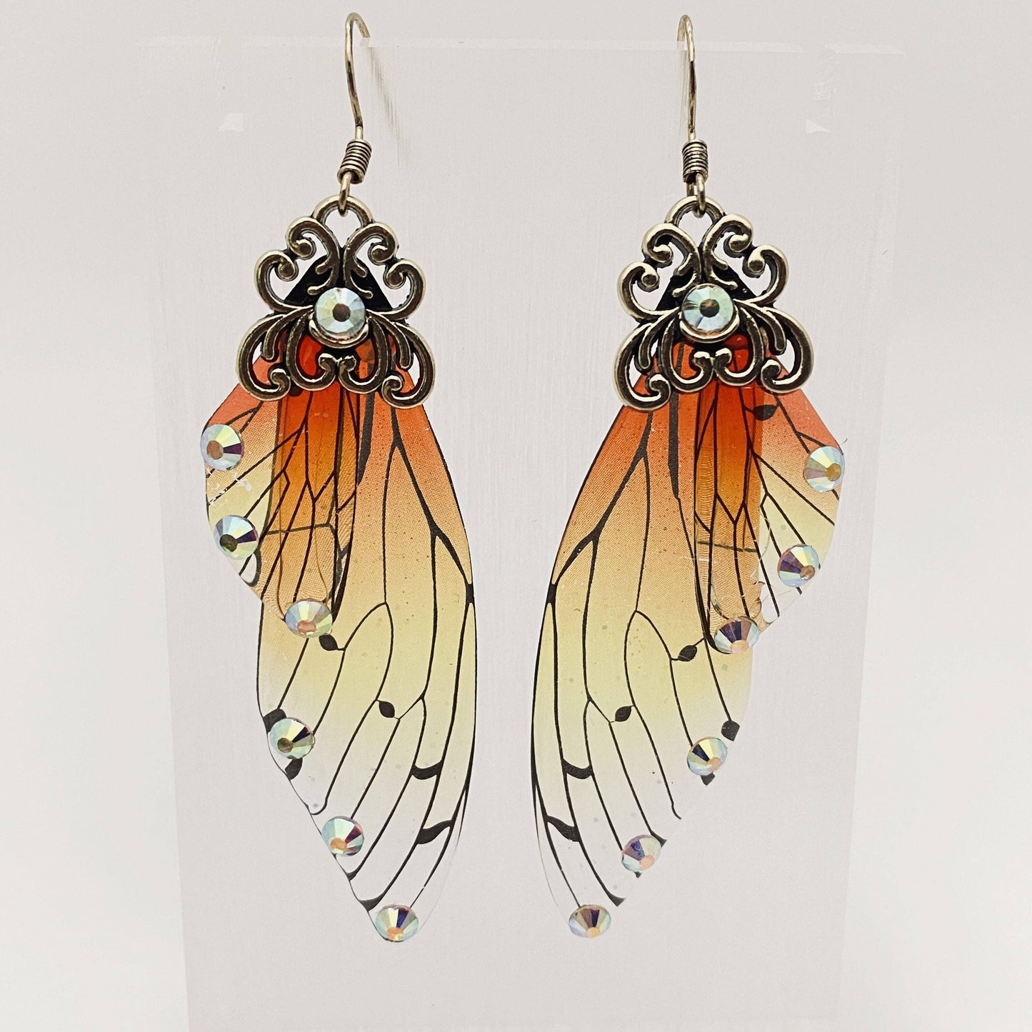 Mio Queena - Handmade Fairy Wings Earrings Insect Butterfly Wing: Purple Pink Rose Gold