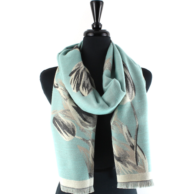 Pretty Persuasions - S23297 Ice Tulips Scarf: 12 Blue/Grey