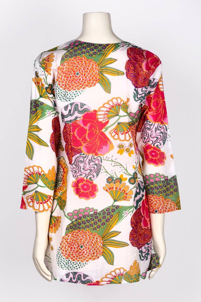 Dolma - Garden Tunic: X-Large / White-Multi