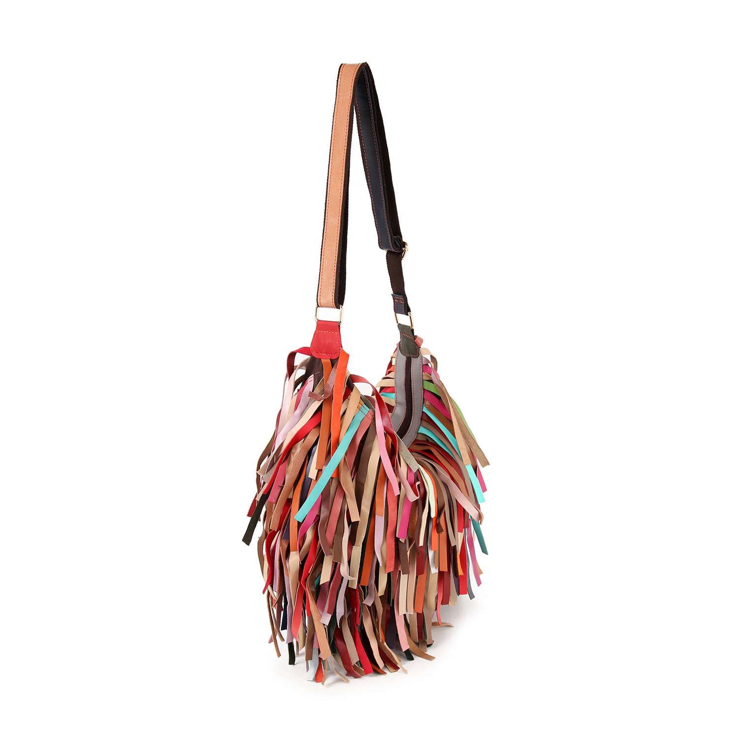 Handbag Express - Genuine Leather Large Fringe Hobo: Multi