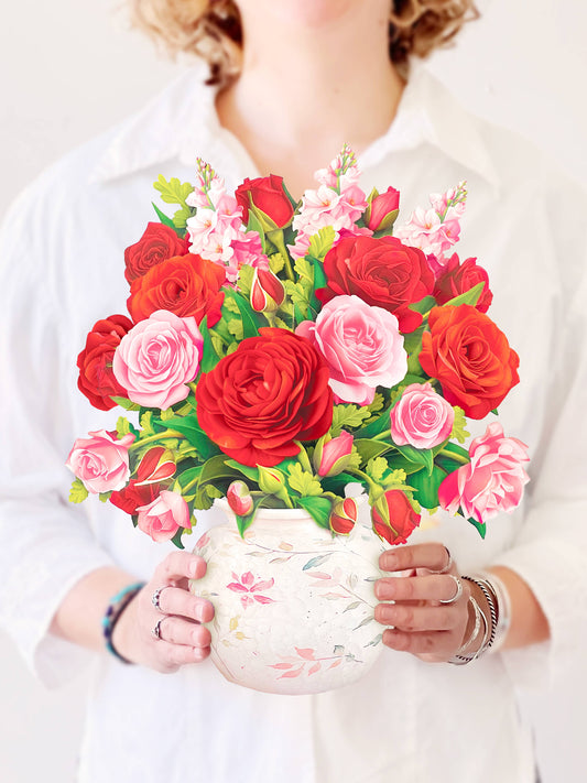 FreshCut Paper LLC - Blooming Roses (8 Pop-up Greeting Cards)