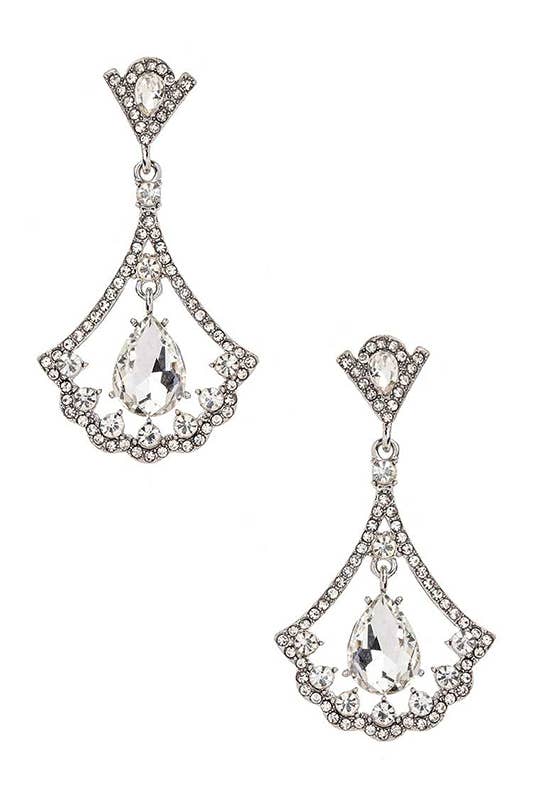 Artini Accessories - Crystal Drop Formal Chandelier Earrings: Gold/Sapphire