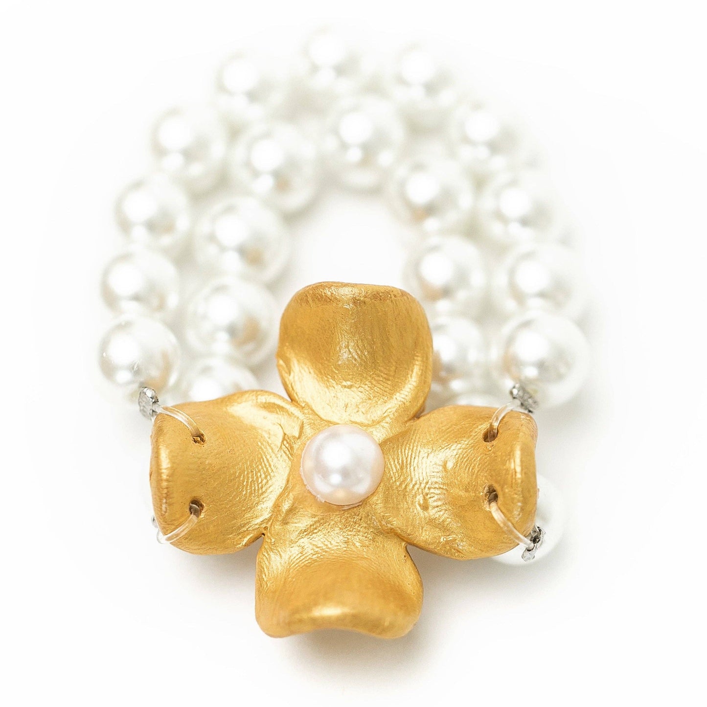 Hidden Truth Jewelry - Pearl Double Strand with Dogwood Flower Bracelet