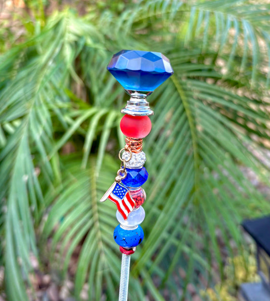 Sea of Bliss Shop - Red, White, Blue Patriotic Garden Stakes: Blue / Charm / 11 inch