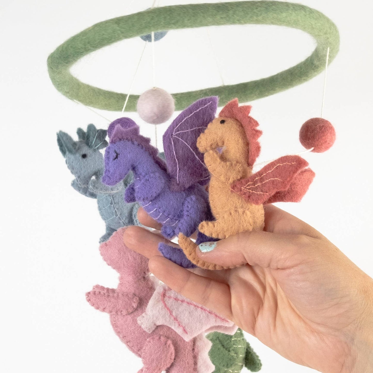 The Winding Road - Felt Baby Dragon Mobile Pastel