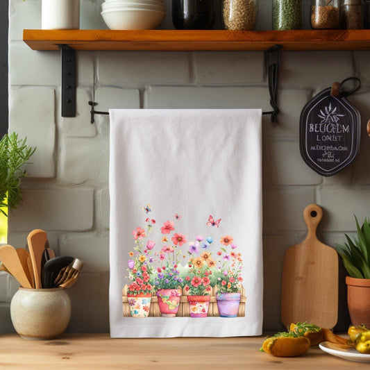 Fernville Creations - Floral Pastel Kitchen Tea Towel, Durable Hand Towel, Gift