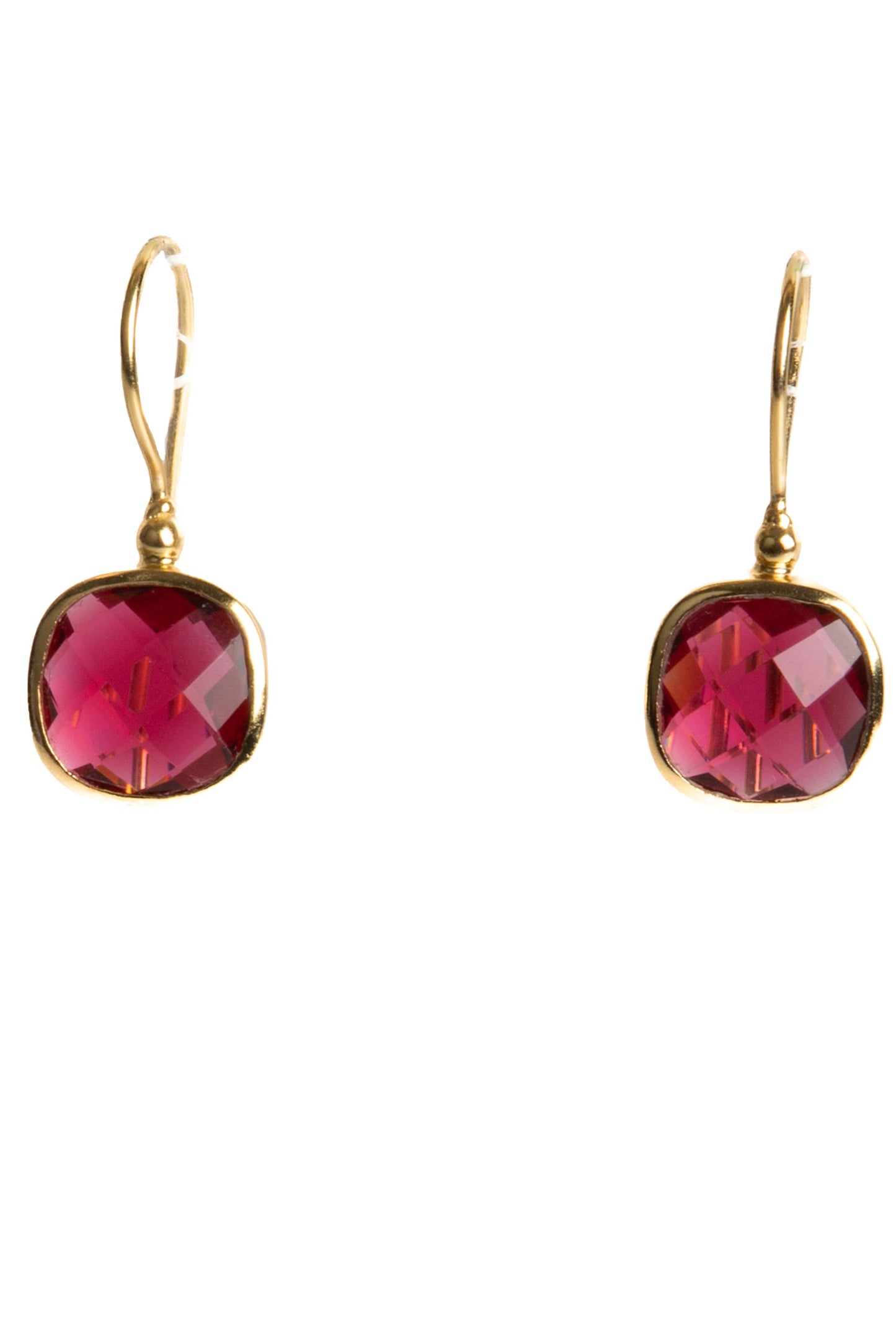 SAACHI - Cushion Cut Gemstone Earrings: RED