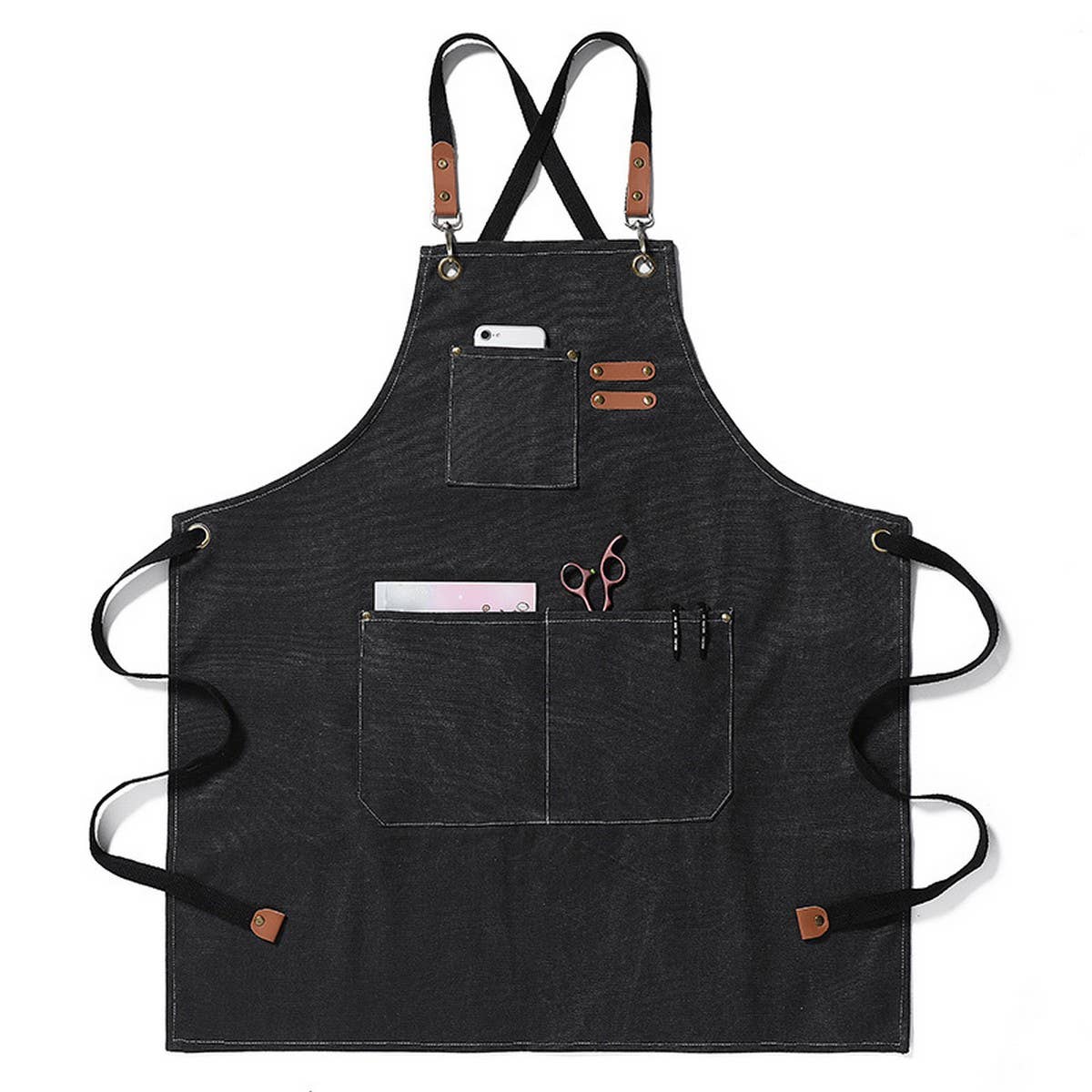 NINEXIS - CWAB3996_THICK CANVAS STAIN-RESISTANT DENIM APRON: WINE / (OS) 1