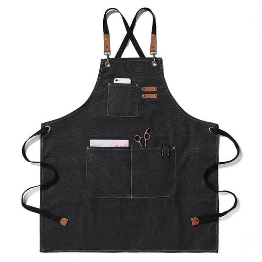 NINEXIS - CWAB3996_THICK CANVAS STAIN-RESISTANT DENIM APRON: BLACK / (OS) 1