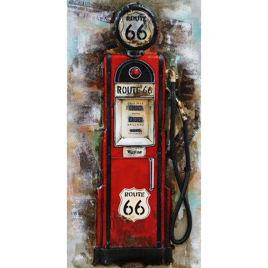 Import Corner - 41121: 3D METAL WALL ART - CLASSIC GAS PUMP - RED