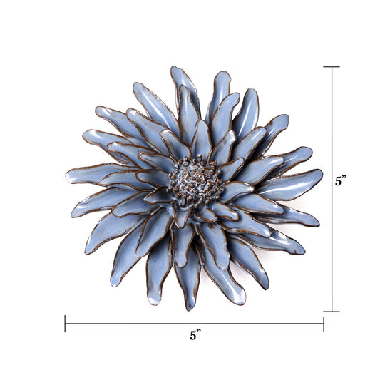 Chive - Japan Ceramic Flowers With Keyhole For Wall Hanging: Grey Medium Flower