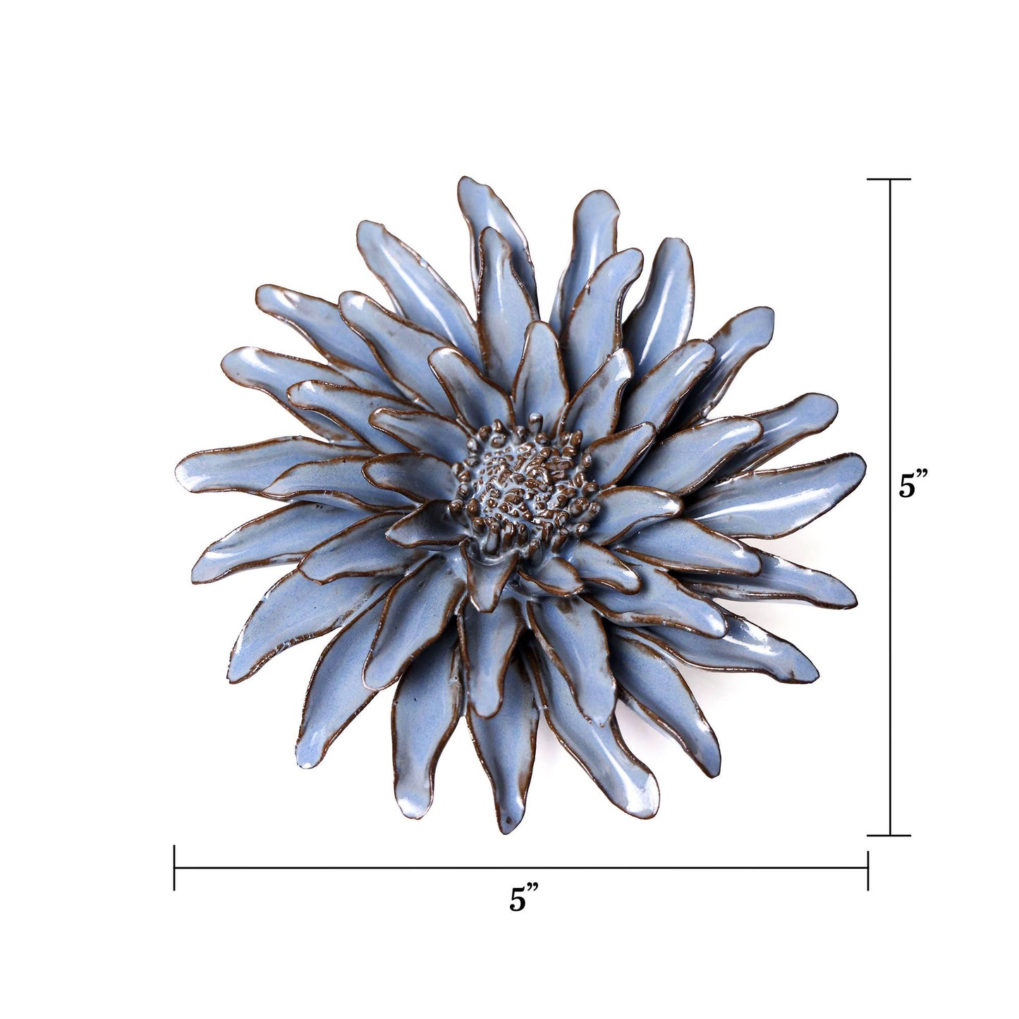 Chive - Japan Ceramic Flowers With Keyhole For Wall Hanging: Mint Chocolate Medium Flower