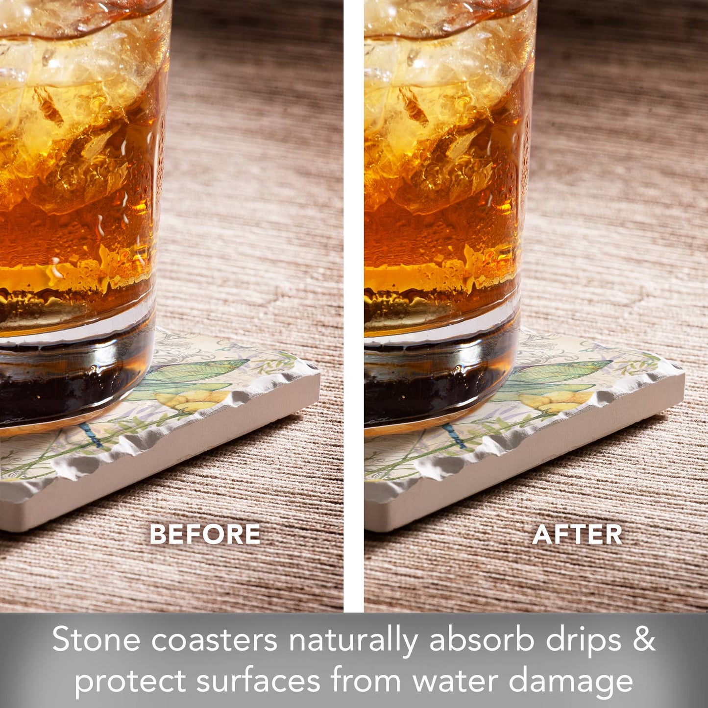 CounterArt/Highland Home/Thirstystone - "Dragonfly Poppies" 4 Pack Tumbled Tile Coasters
