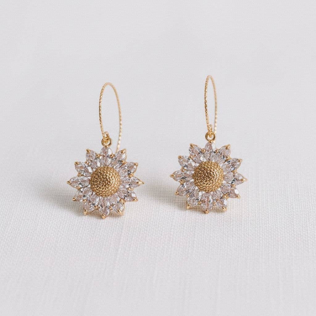 Ellemadera - Zircon Sunflower Stud Earrings