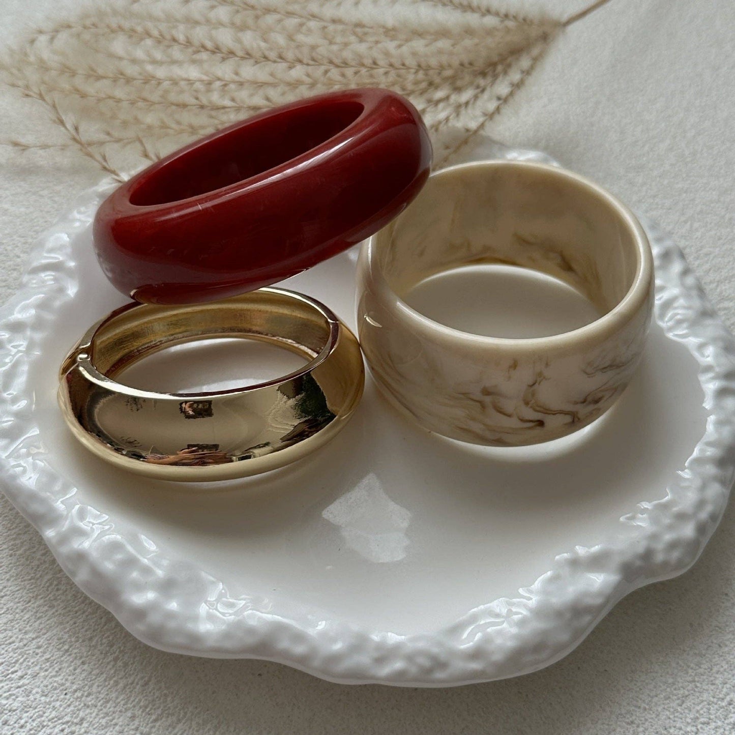 Dipped Shop - Vintage Punk Geometric Acrylic Bracelets DP25B592: Gold