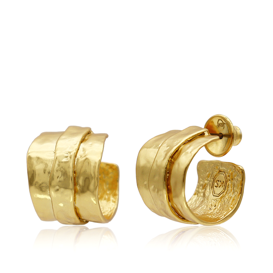 KARINE SULTAN - Parchment Texture Hoops - 24K Gold Plated
