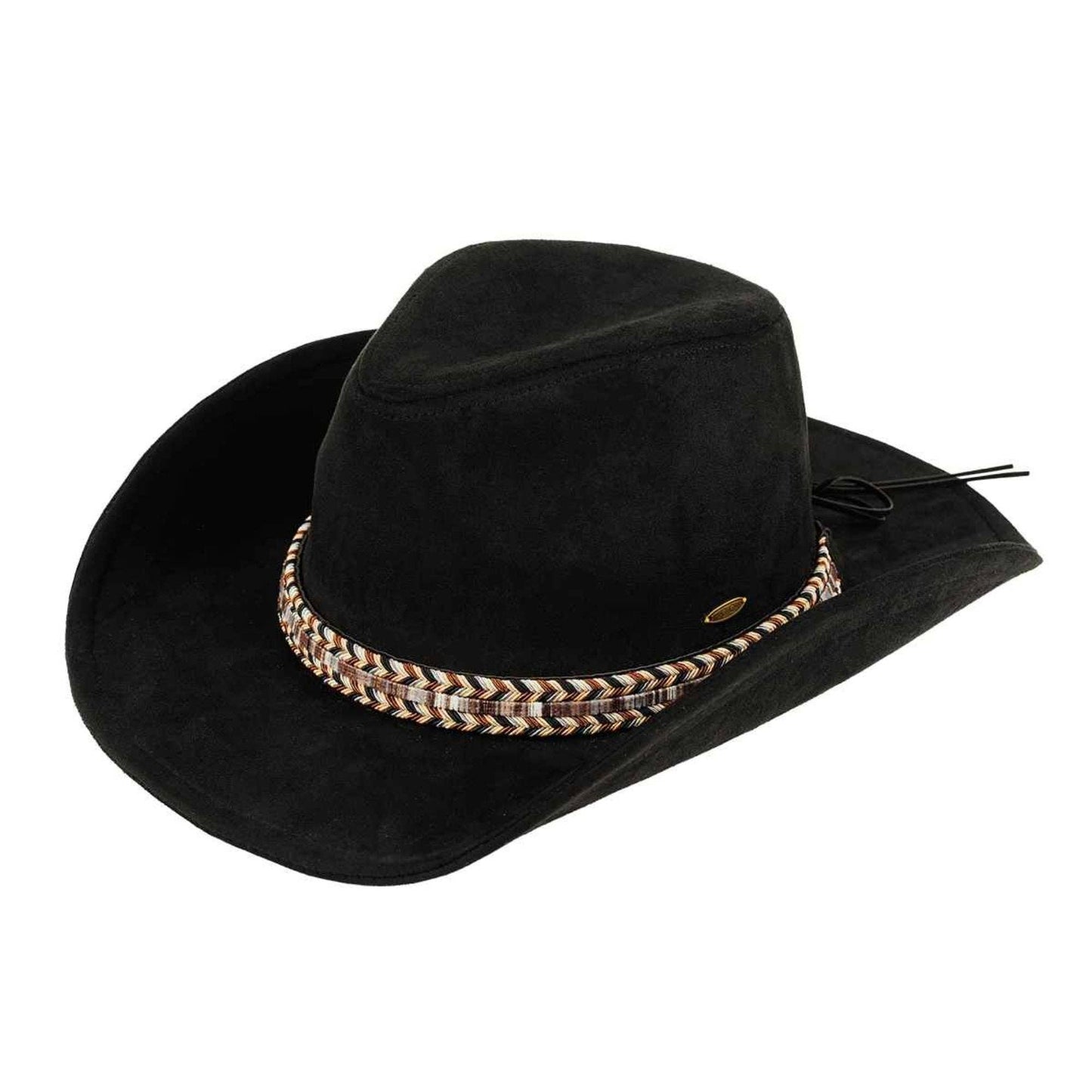 MiMi Wholesale - VCC0077 Anastasia Suede Cowboy Hat With Multi Thread Trim: Camel