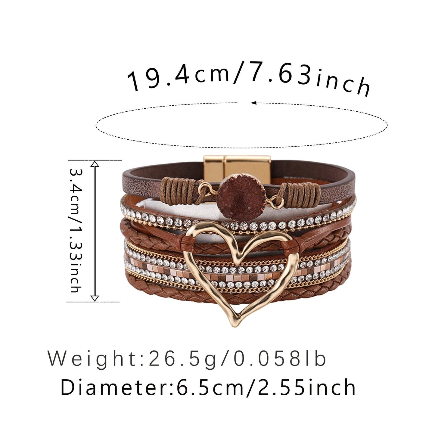 Mio Queena - Multi-Layer Heart Charm Bangle Bracelets - BJ/LB: Silver Heart