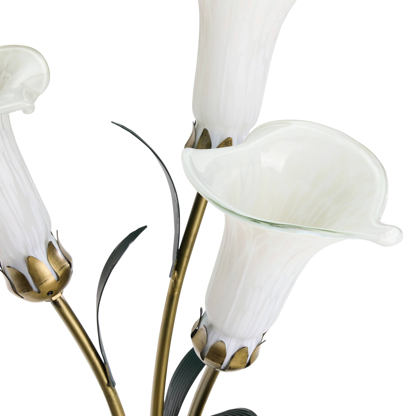 River of Goods - 23.5"H White 3 Shade Handblown Glass Calla Lily Table Lamp