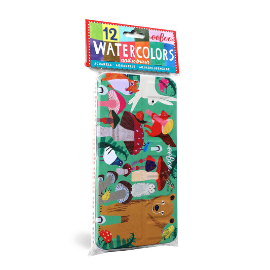 eeBoo - Mushrooms 12 Watercolors Paint Tin