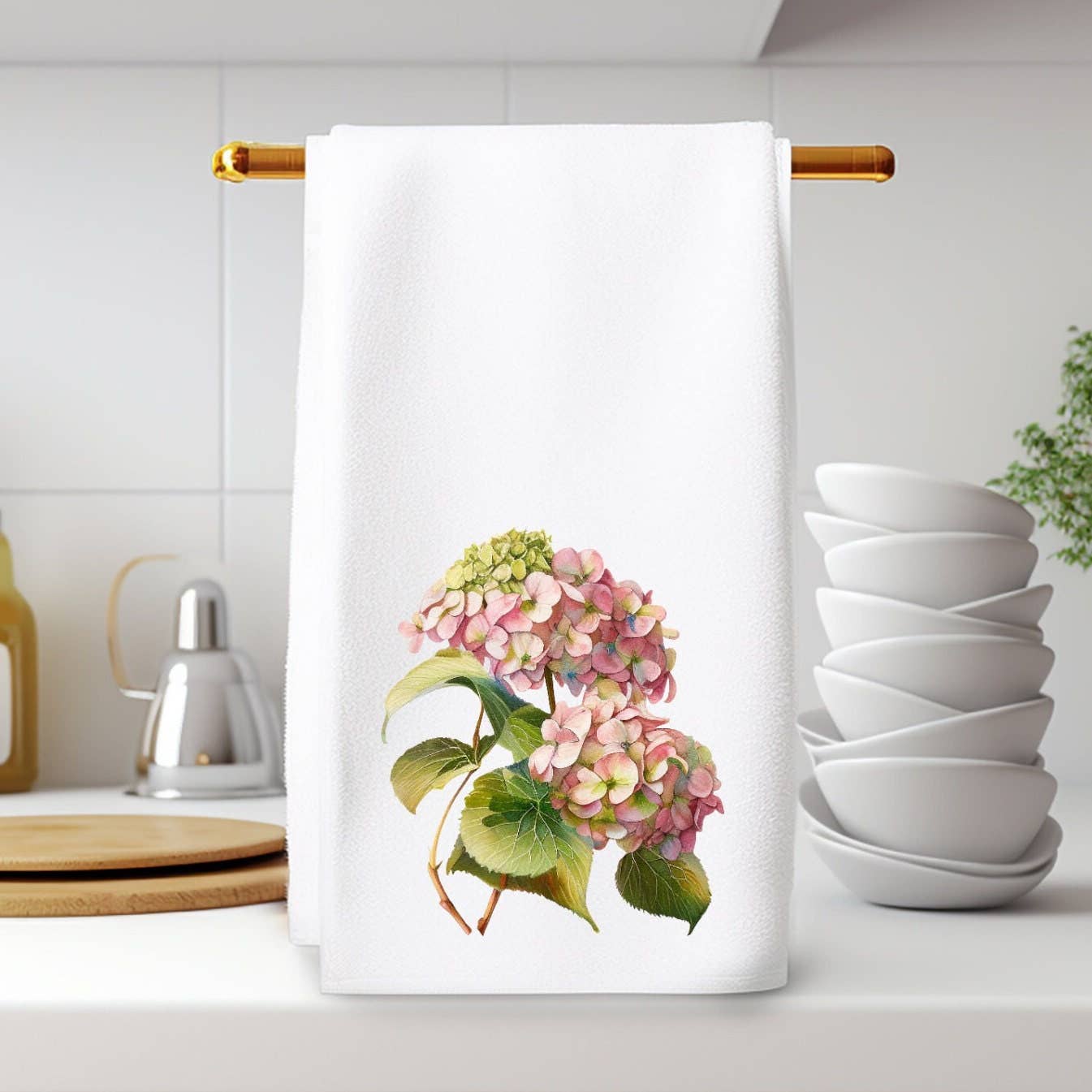 Fernville Creations - Elegant Hydrangea Hand Towel, Luxury Velour, Home Decor Gift