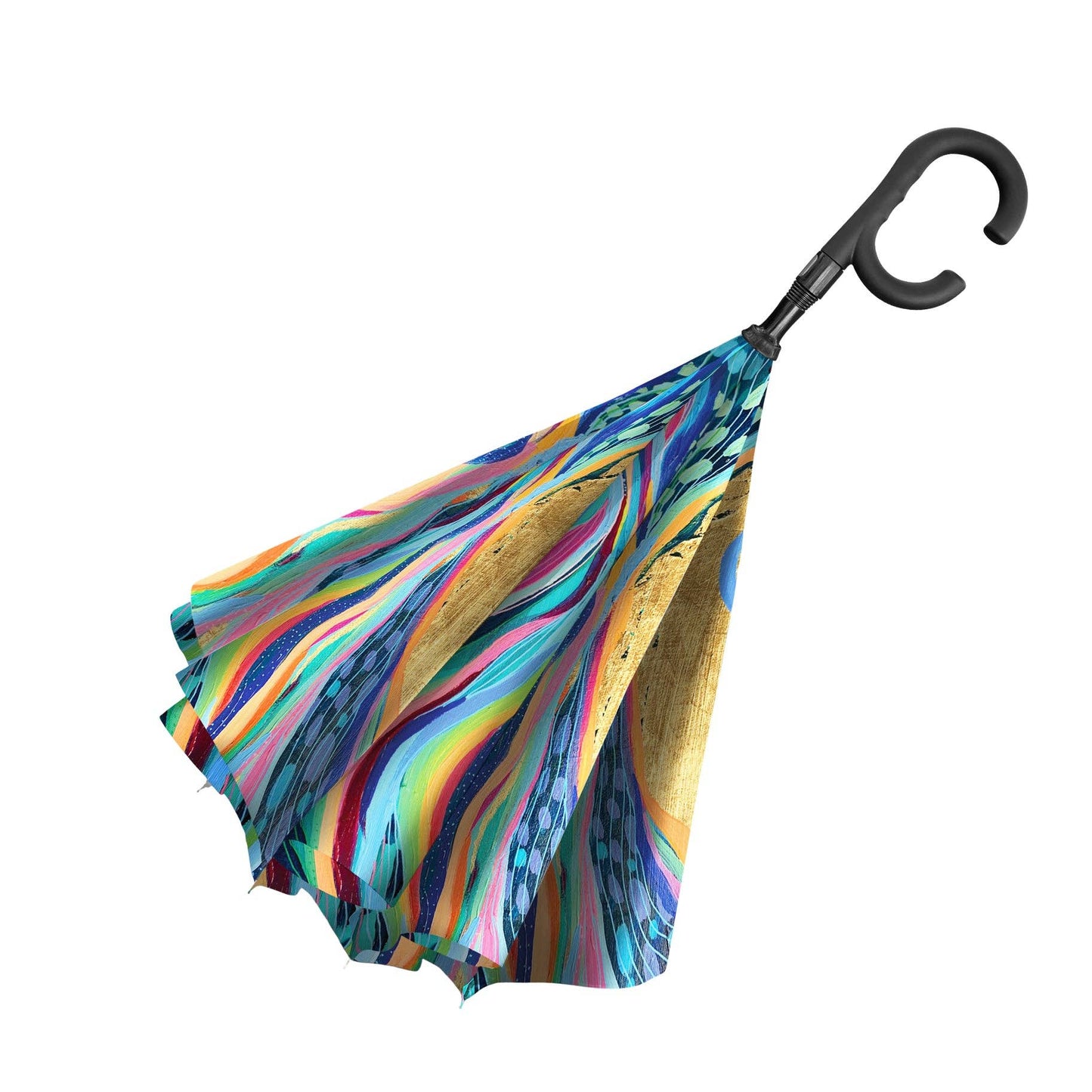 RainCaper - EttaVee "Rainbow Riviera 1" Reverse Inverted Umbrella – Hands-Free, Windproof Design