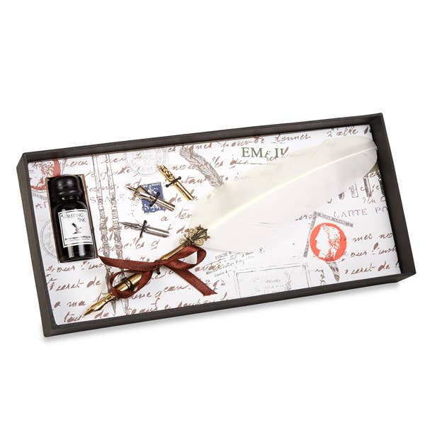 Freund Mayer & Co. - Brass Feather Nib Pen Set: White