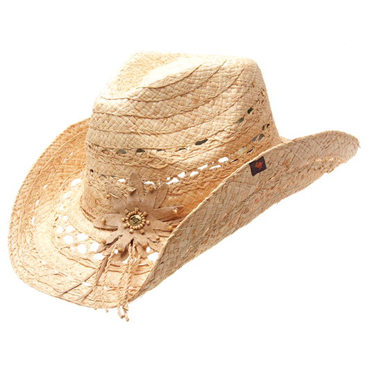 Peter Grimm - Mallorie Straw Western Drifter Cowboy Hat: Natural