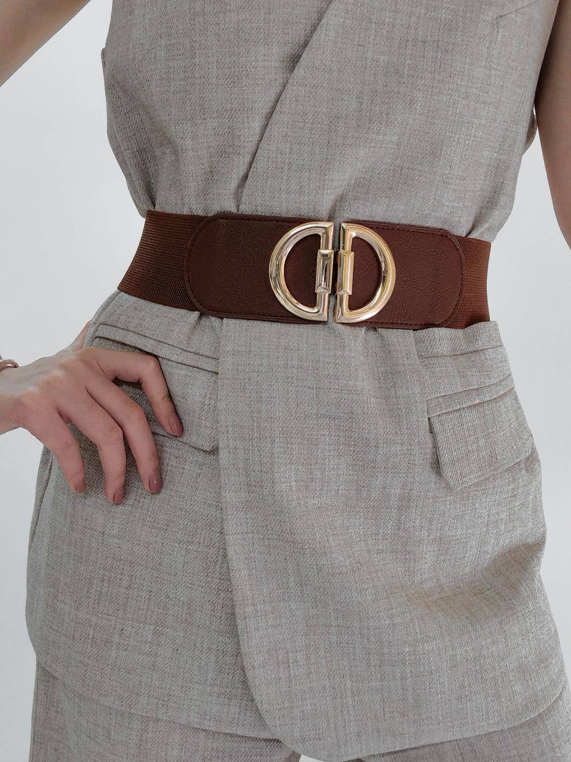 Kustom Kreations Goods - D Buckle Elastic Belt: Chestnut / One Size