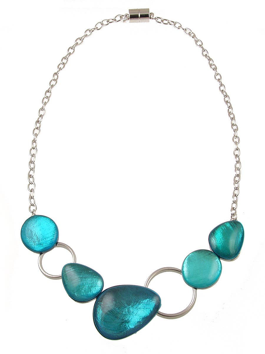 Origin Jewelry - Coastal Tide Necklace, Resin & Shell,Turquoise/L.Blue/D.Blue: Turquoise