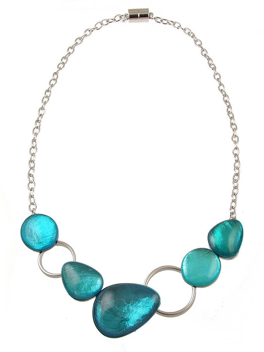 Origin Jewelry - Coastal Tide Necklace, Resin & Shell,Turquoise/L.Blue/D.Blue: Turquoise