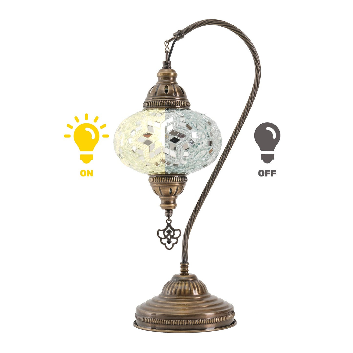 Mozaist LLC - Mozaist Handmade Turkish Mosaic Swan Table Lamp White