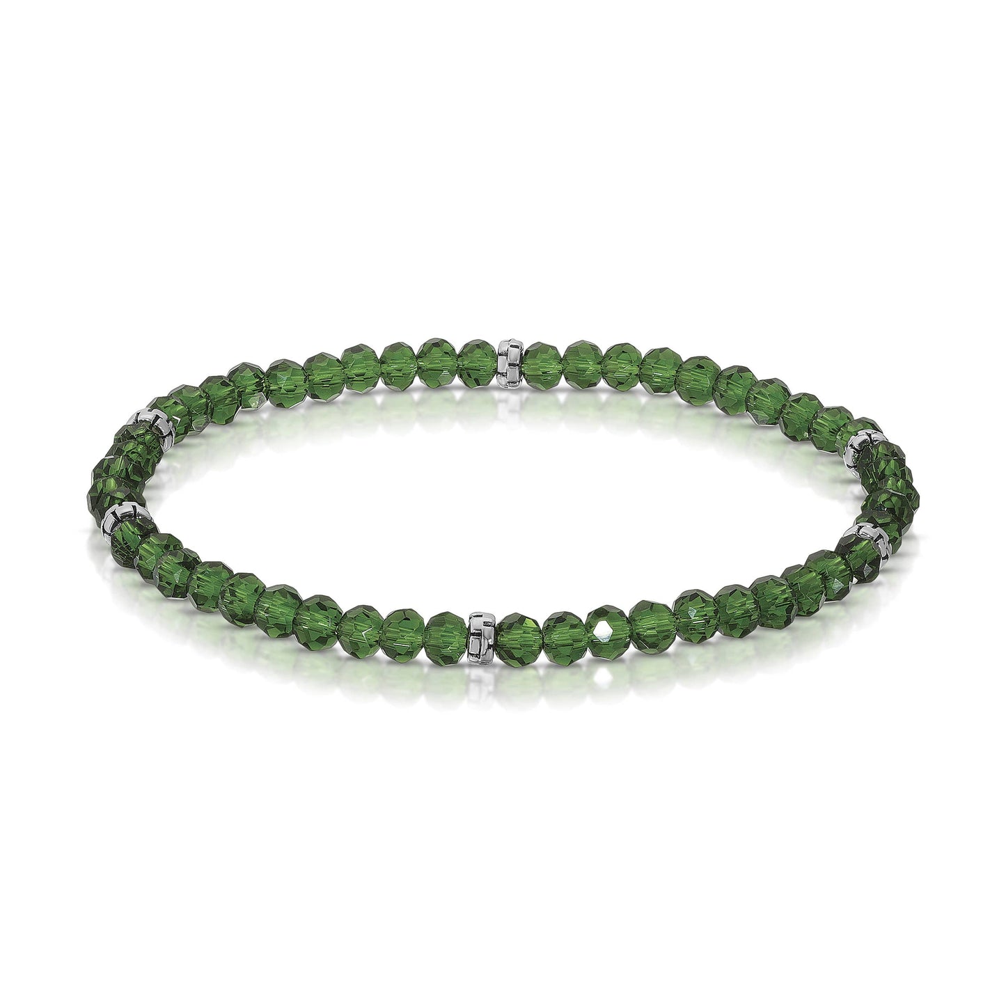 My Fun Colors - Mini Crystal Beaded Stretch Bracelet | So Many Great Colors!: Black Crystal+Silver Accent (MC101S)