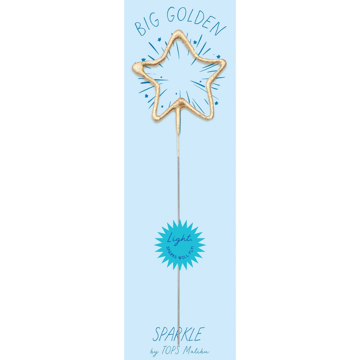 TOPS Malibu - Big 8" Gold Star Sparkler Wand - "Big Golden" - Asst Colors
