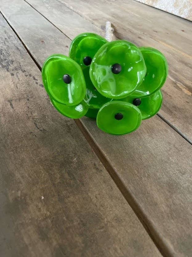 CARNEOL GLASS - Small Glass Flower For Outside In Green
