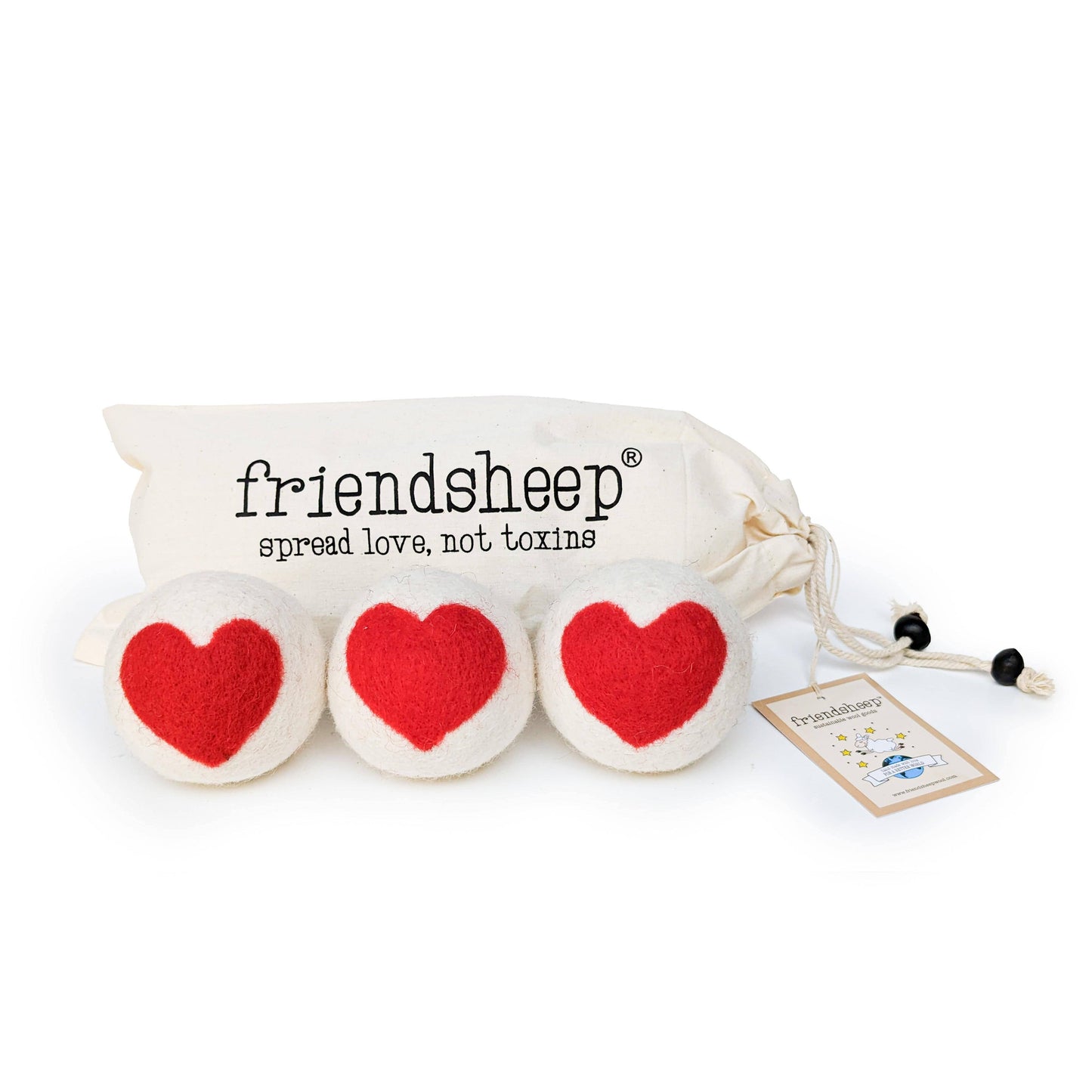 Friendsheep - Heart Trio Eco Wool Dryer Balls - Set of 3: PACKAGE FREE