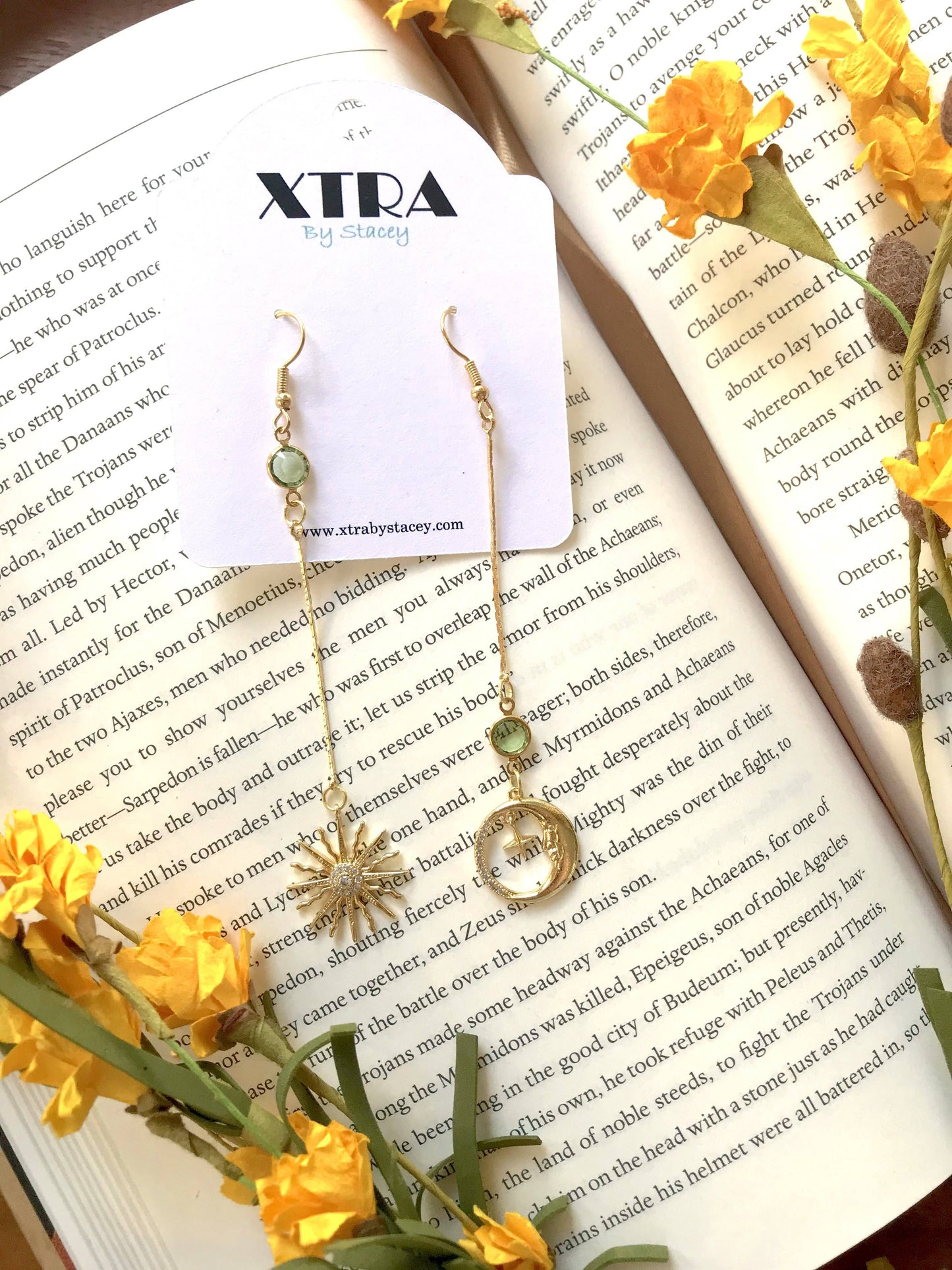 XTRA by Stacey - The Sun and Moon Earring - 12 Birthstone Options: SEPT-Sapphire