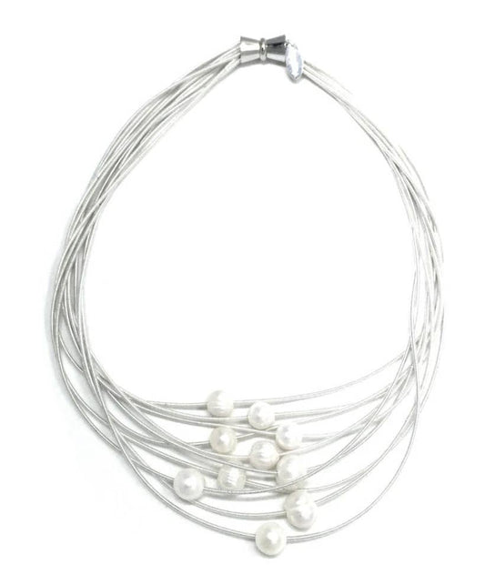 Sea Lily - 541 - White 10 Layer PW N with White FW Pearls