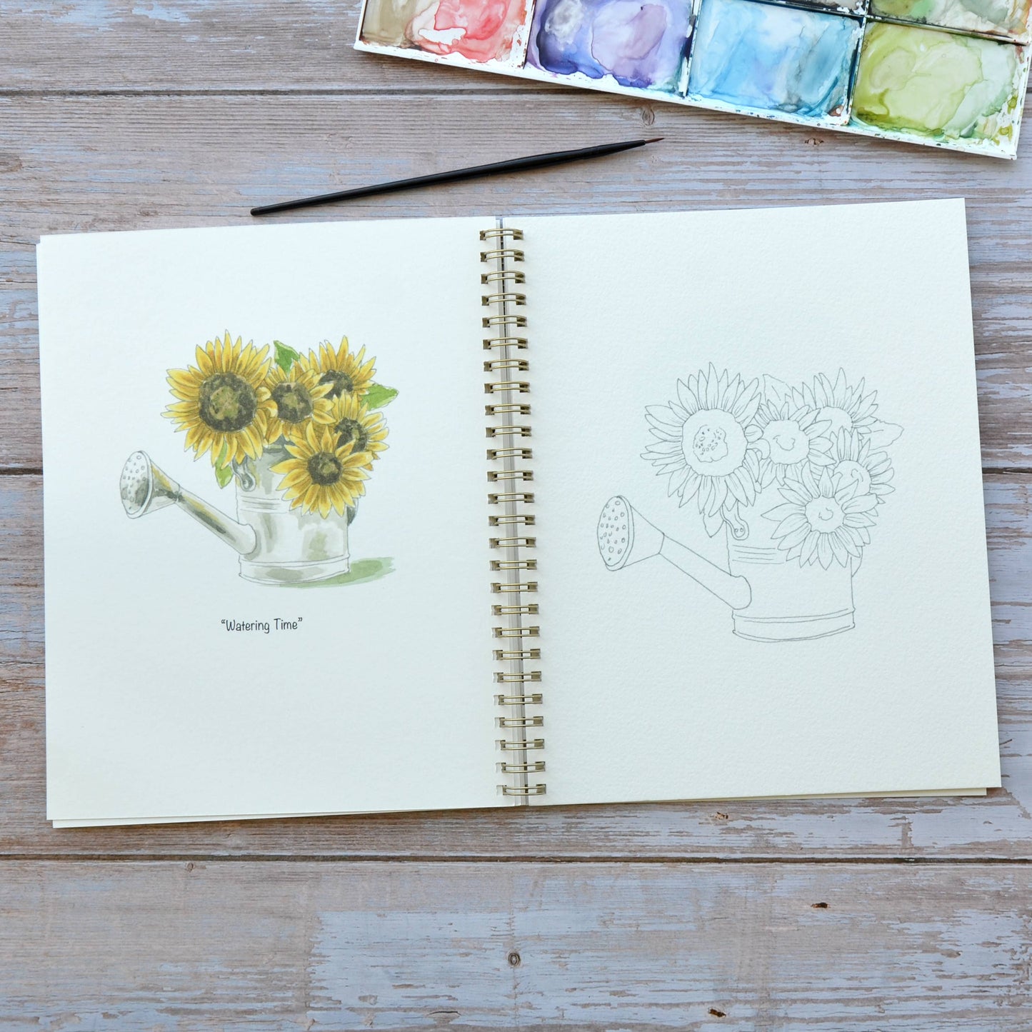 LKA Fine Art - Watercolor workbook, Sunflower Watercoloring book