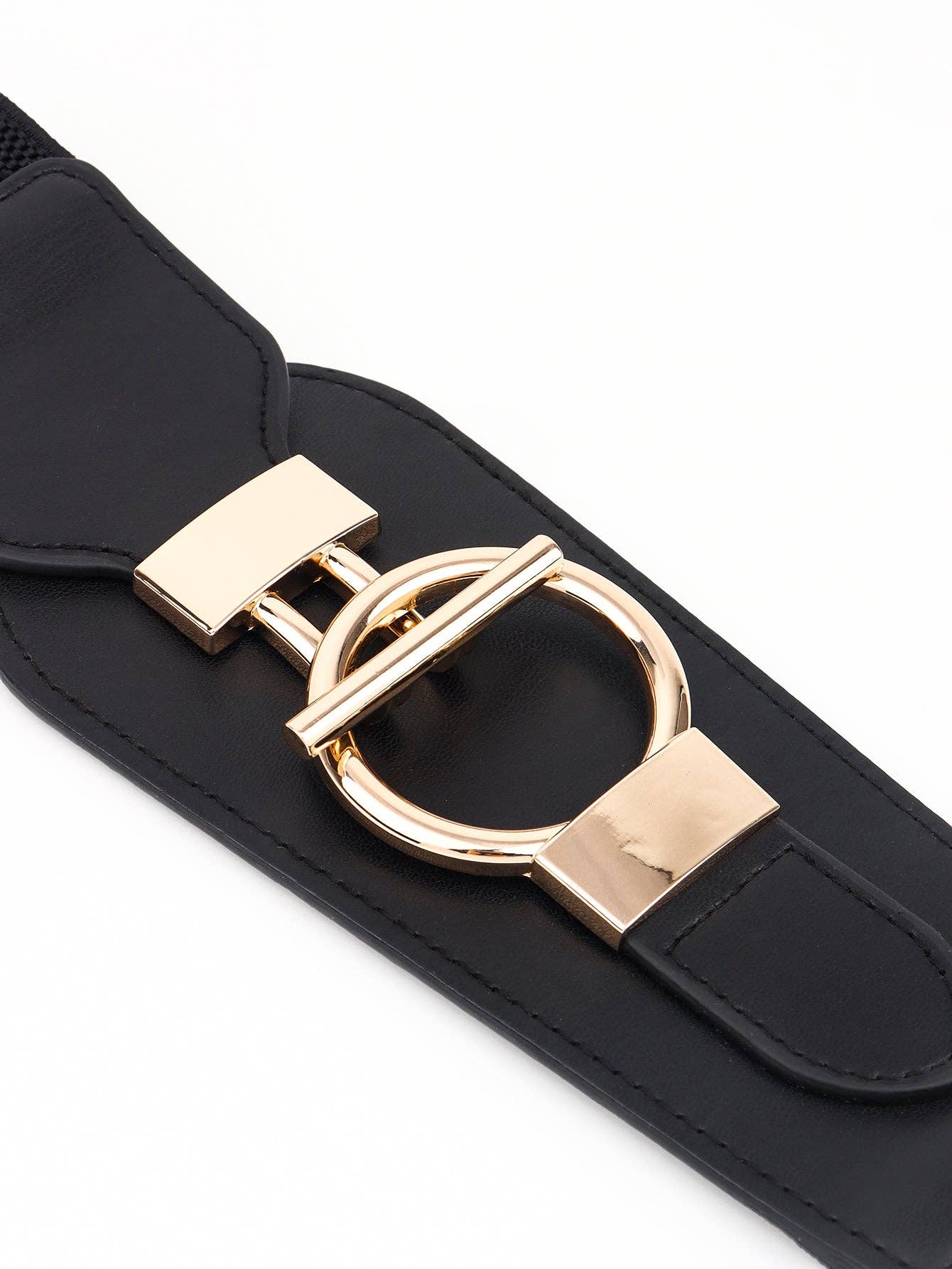 Kustom Kreations Goods - PU Elastic Wide Belt with Alloy Buckle: Black / One Size