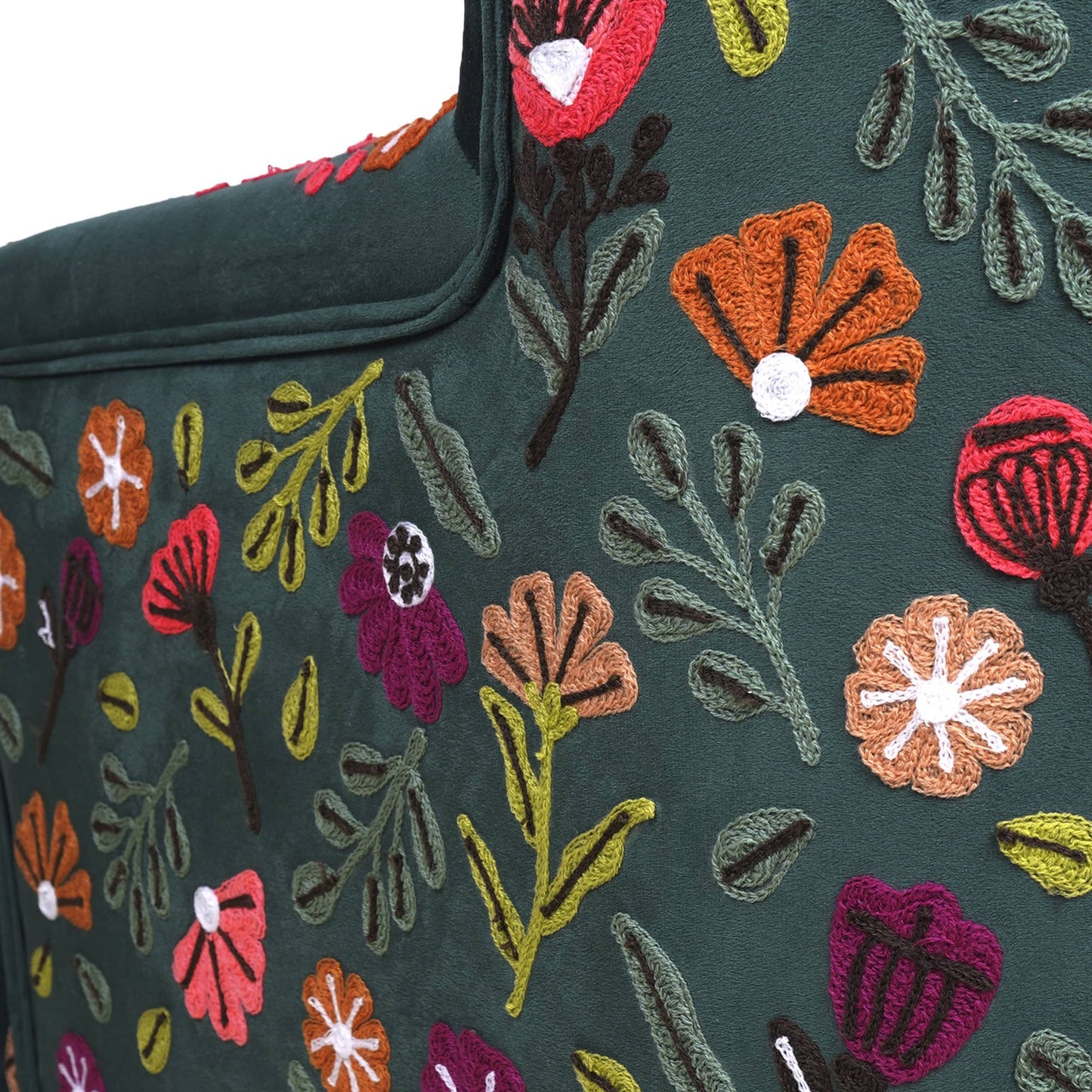 LR Home - Floral Bohemian Embroidered Handmade Accent Chair