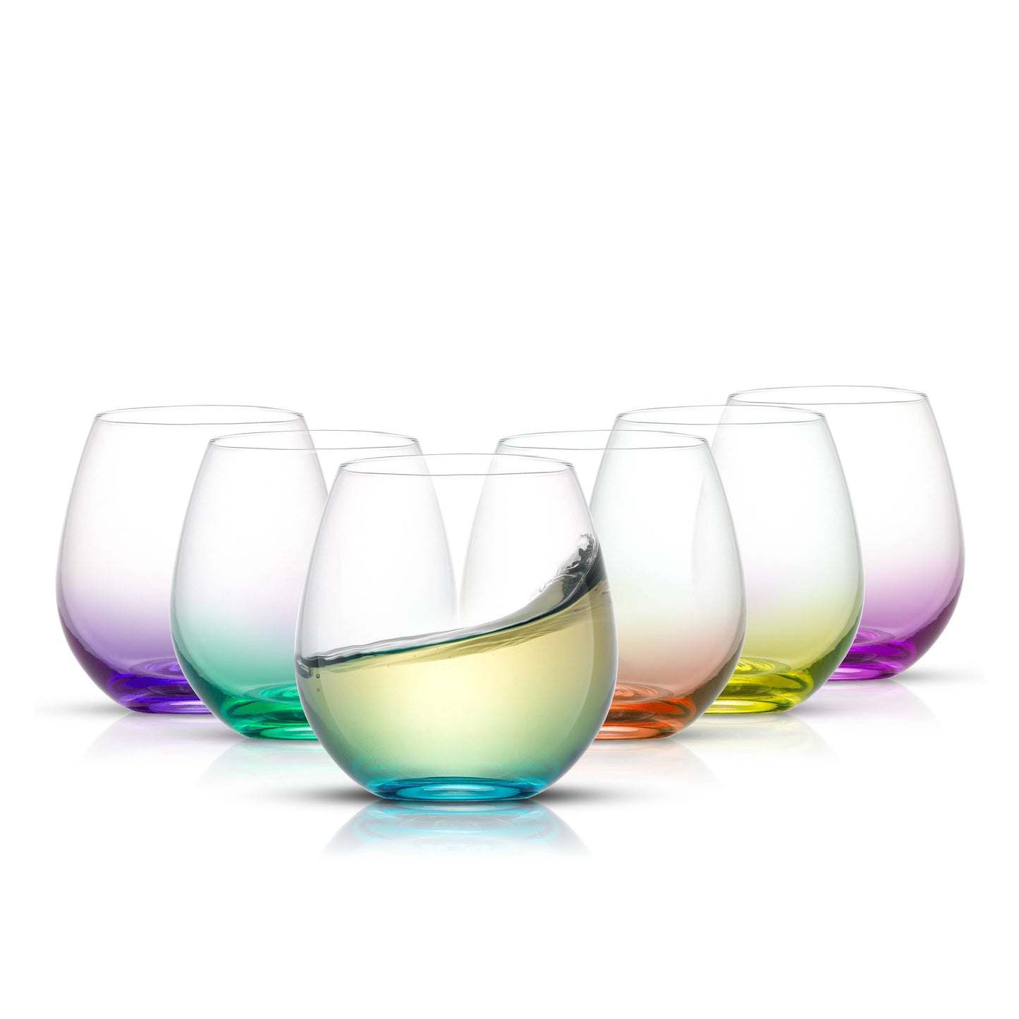 JoyJolt - Hue Colored Stemless Summer Wine Glasses, Outdoor Glasses