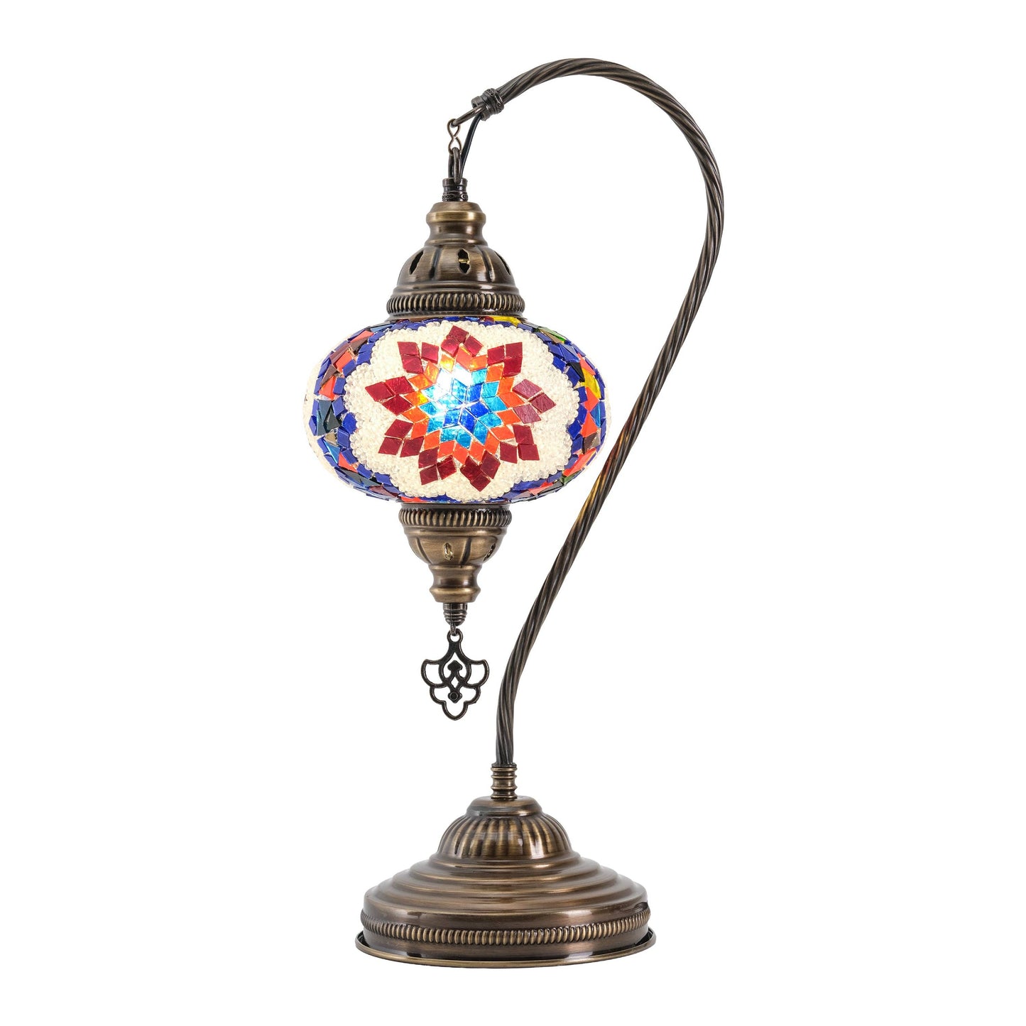 Mozaist LLC - Mozaist Handmade Turkish Mosaic Swan Table Lamp Multicolor
