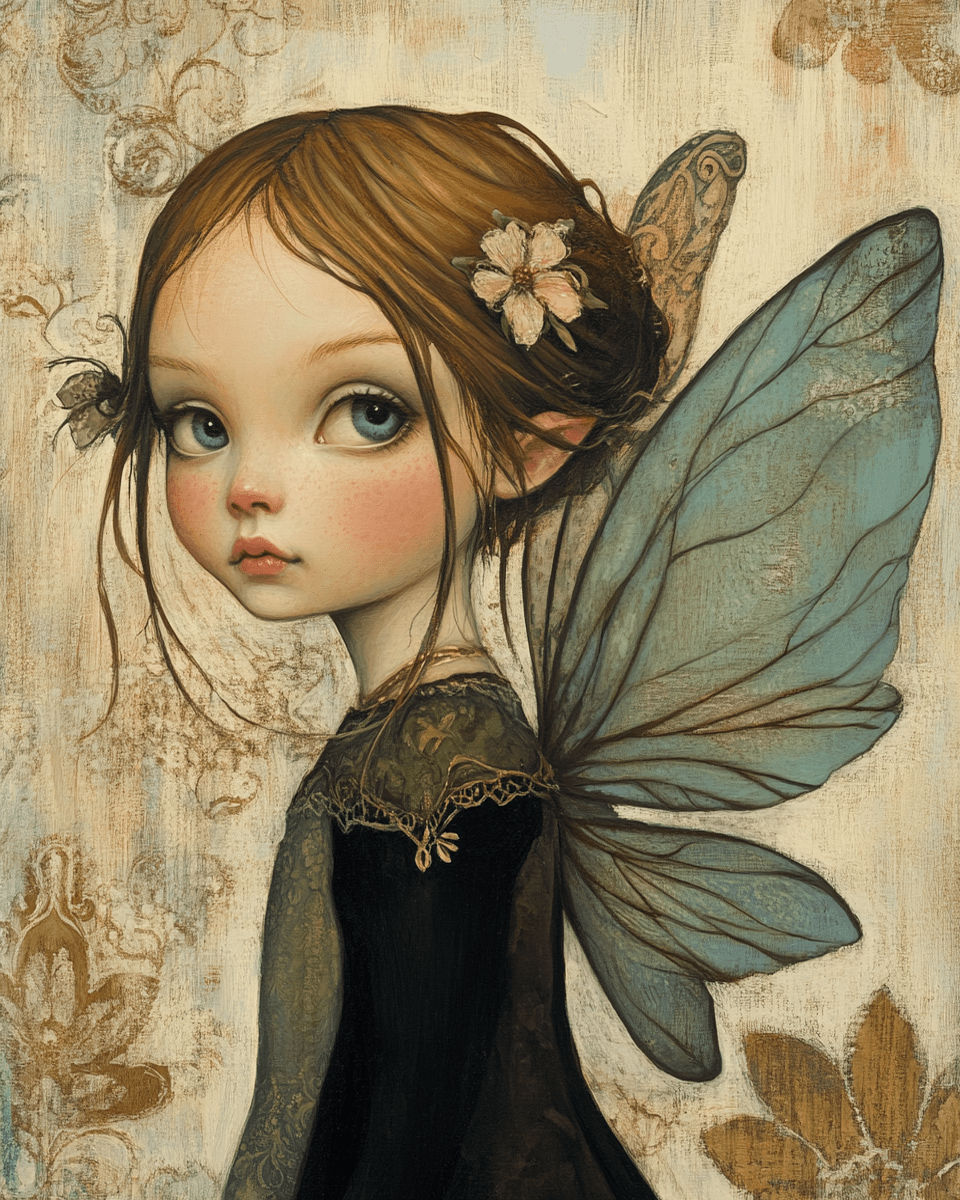 Mowbi - Pensive Fairy - Fairies Wall Art Prints – 8″x10″ Artwork for 11″x14″ Frame