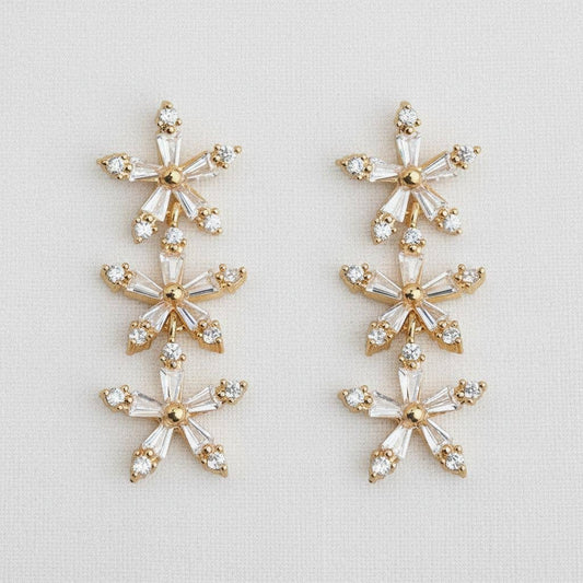 Ellemadera - Floral Crystal Drop Earrings with Radiant Sparkle