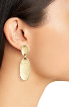 Load image into Gallery viewer, KARINE SULTAN - Textured Oval Drop Clip On: Gold