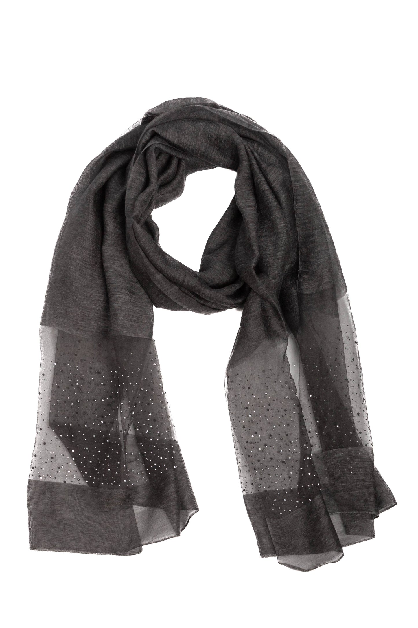 SAACHI - Star Gazer Wool Blend Sparkle Silk Scarf: Taupe